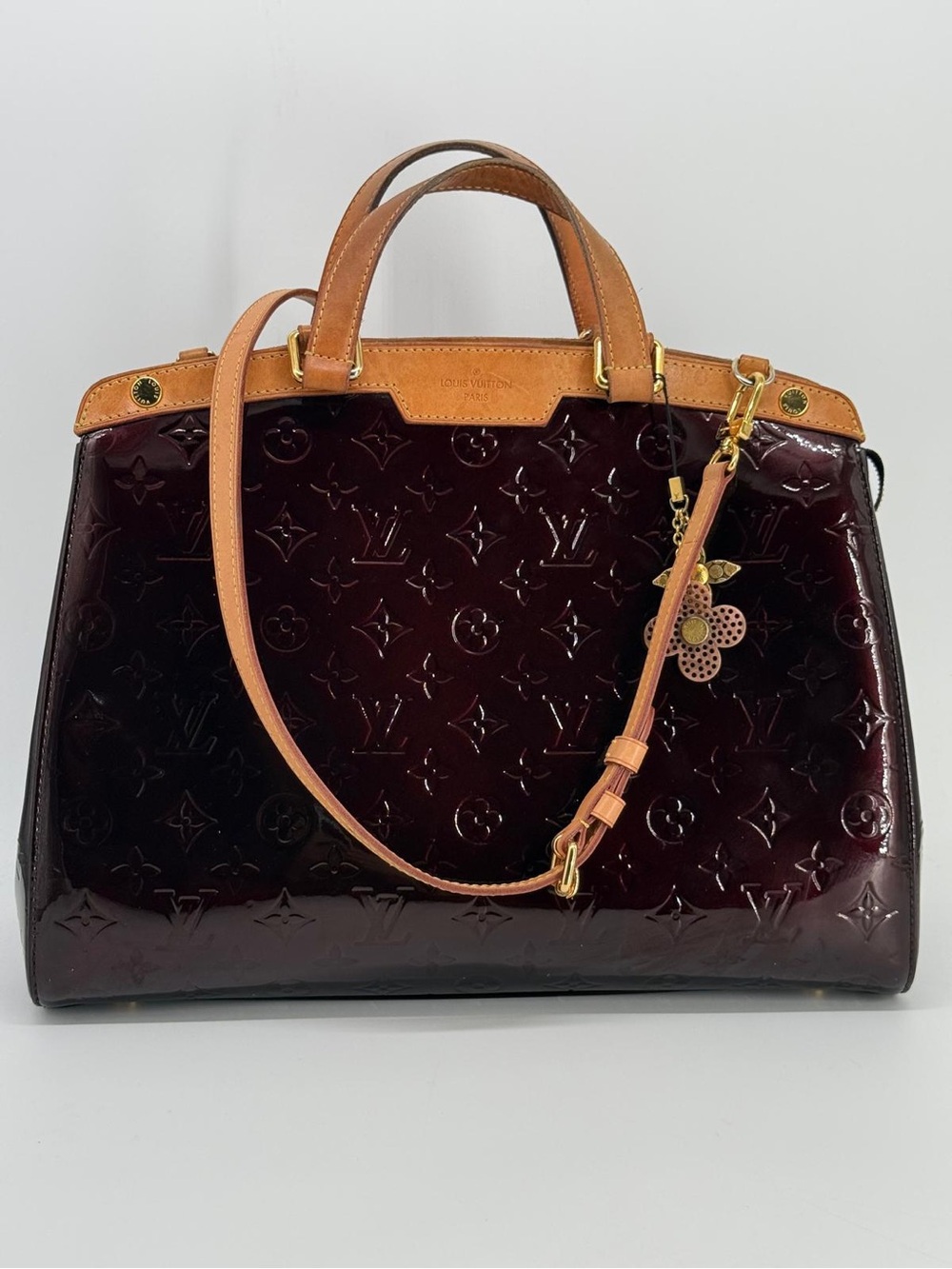 Louis Vuitton Amarante Monogram Vernis Brea MM Top Handle Shoulder Bag